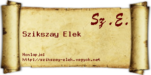 Szikszay Elek névjegykártya